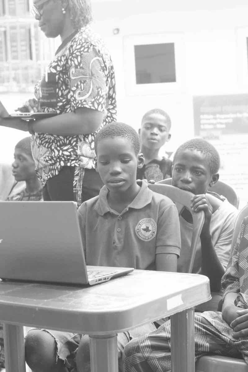 Collaborative learning session with laptop technology